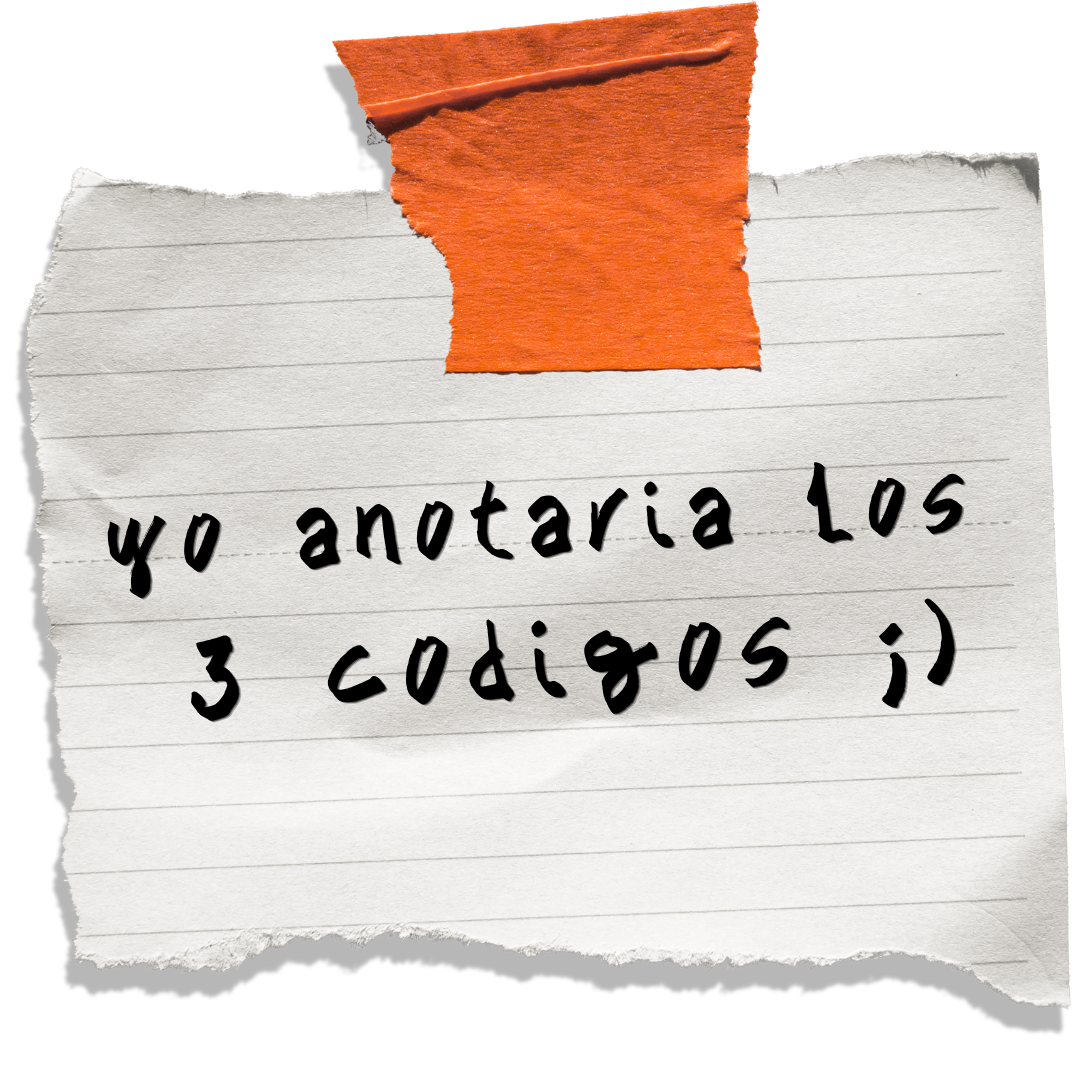 Nota: anot&aacute; los 3 c&oacute;digos